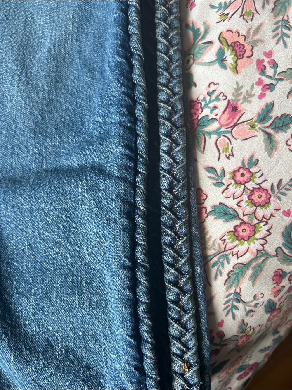 Express Blue Cropped Straight Jeans with Braided Side Trim - Picture 5 of 7